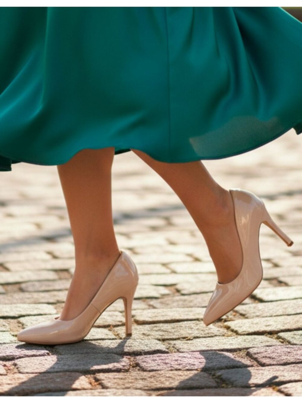 Nude Patent Faux Leather Pointed-Toe High Heels 4-Inch Stiletto